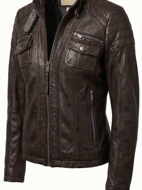 Women's Black Leather Moto Jacket